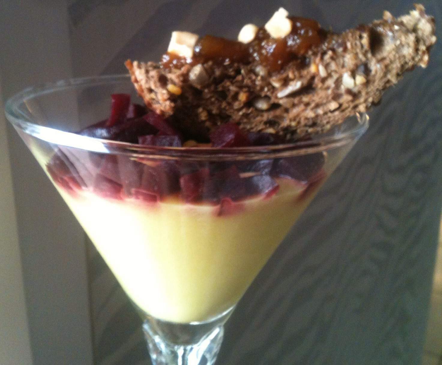 PURÉE de CHOUX-FLEUR et BETTERAVE en VERRINE