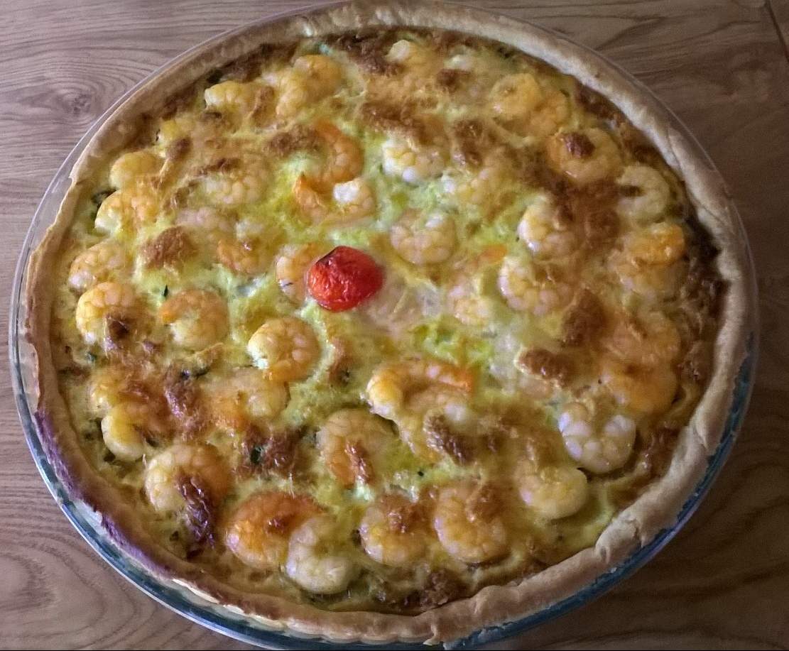 Quiche à la courgette et aux crevettes