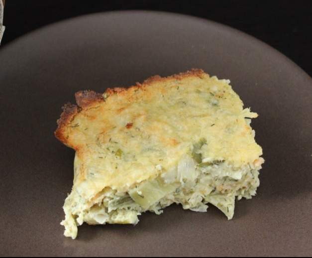 Quiche sans pâte poireaux et saumon fumé