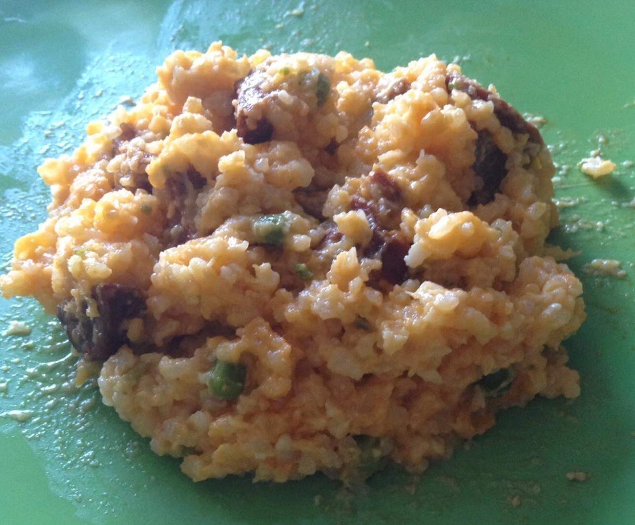 Risotto au chorizo et petits pois