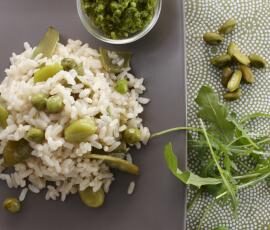 RISOTTO AUX LEGUMES VERTS ET PESTO REVISITE, de Camille Mierzchala