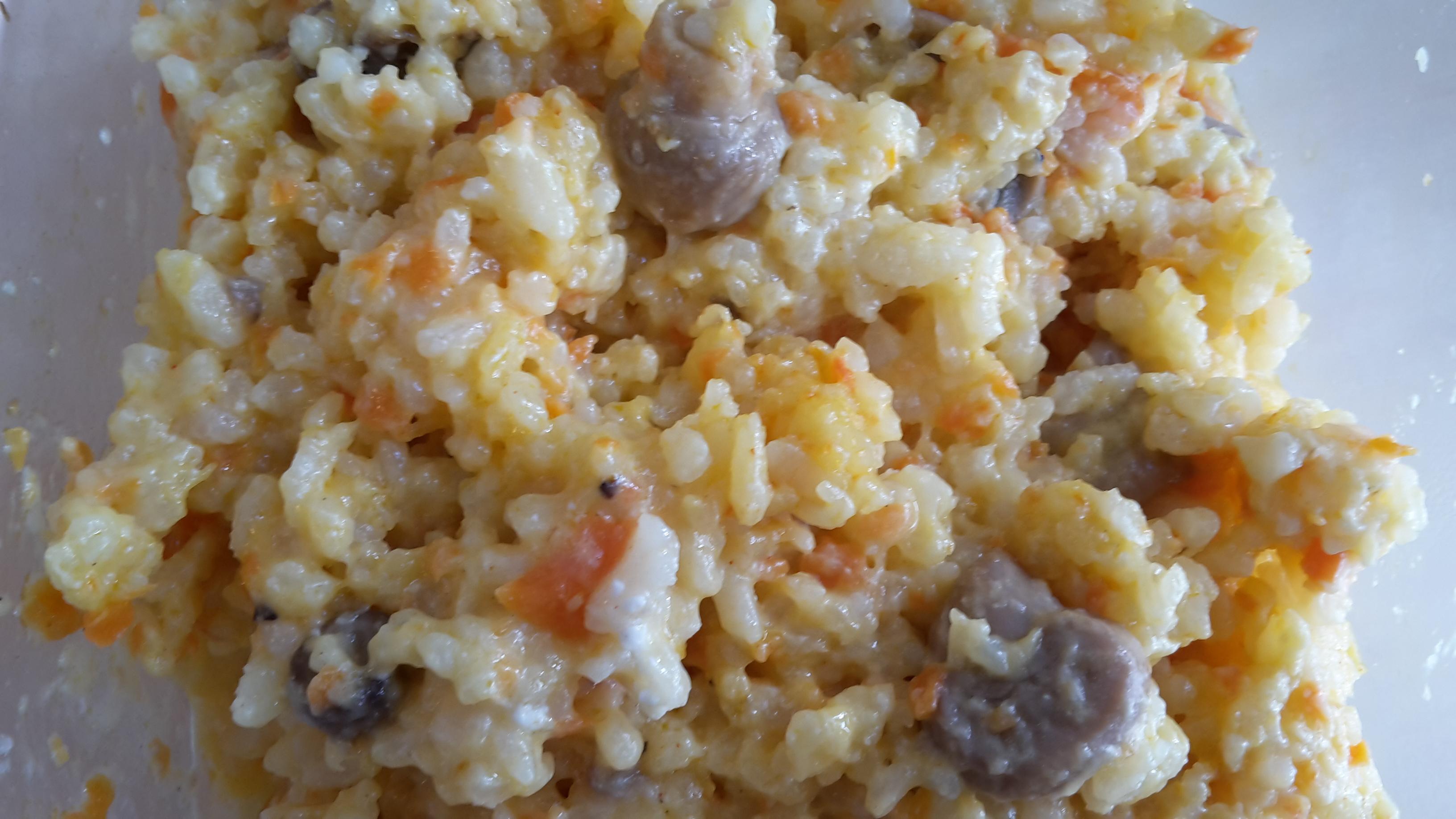 Risotto chèvre, champignons et carottes