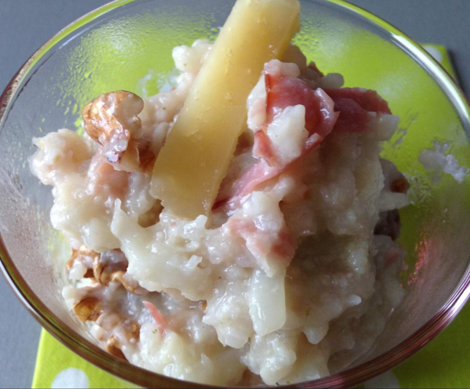 Risotto chou fleur, bacon et noix