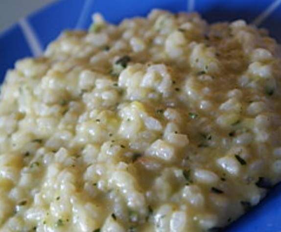 Risotto courgette lardons