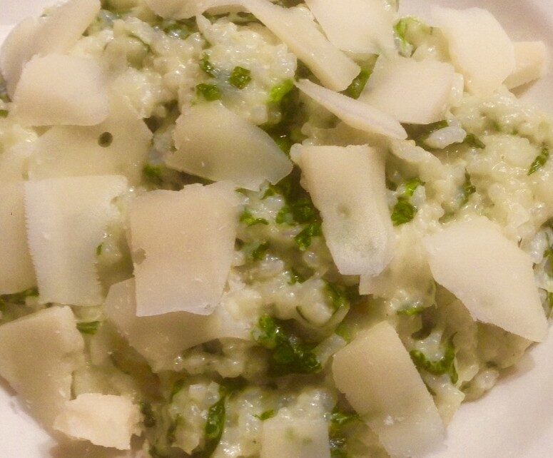 Risotto crémeux chèvre-épinards