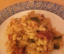 Risotto de coquillettes, tomates séchées, courgette & chorizo