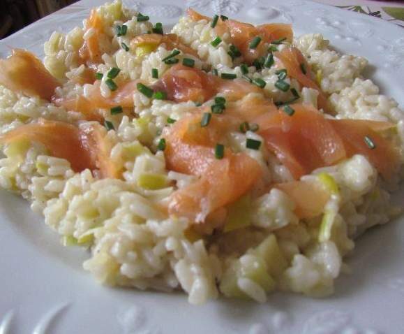 Risotto poireau et saumon fumé