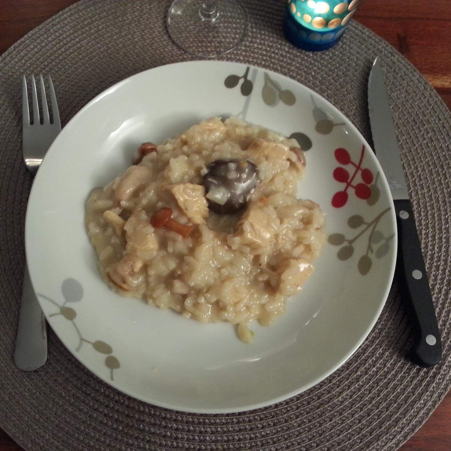 Risotto poulet et champignons