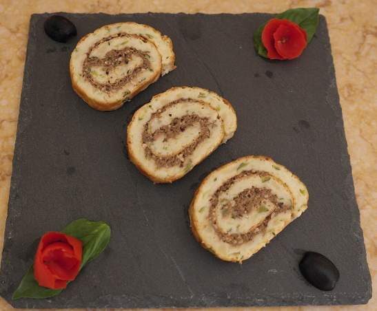 Roulé de courgettes à la thoïonade