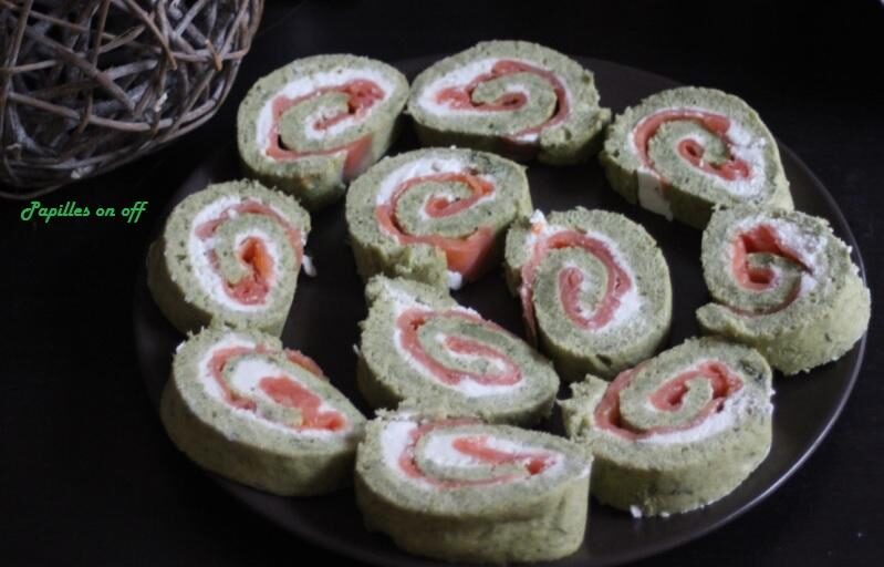 Roulé poireaux, chèvre frais et saumon fumé