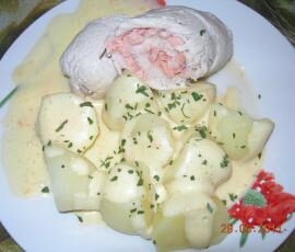 Roulé Terre/Mer et sabayon au pamplemousse rose