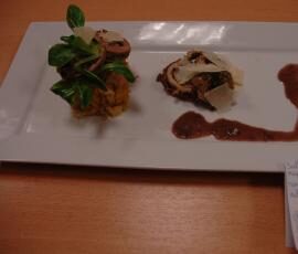 Saltimbocca de filet mignon, sauce au beurre rouge et ses légumes oubliés.