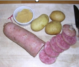 Saucisson de Lyon Pomme de terre lentilles