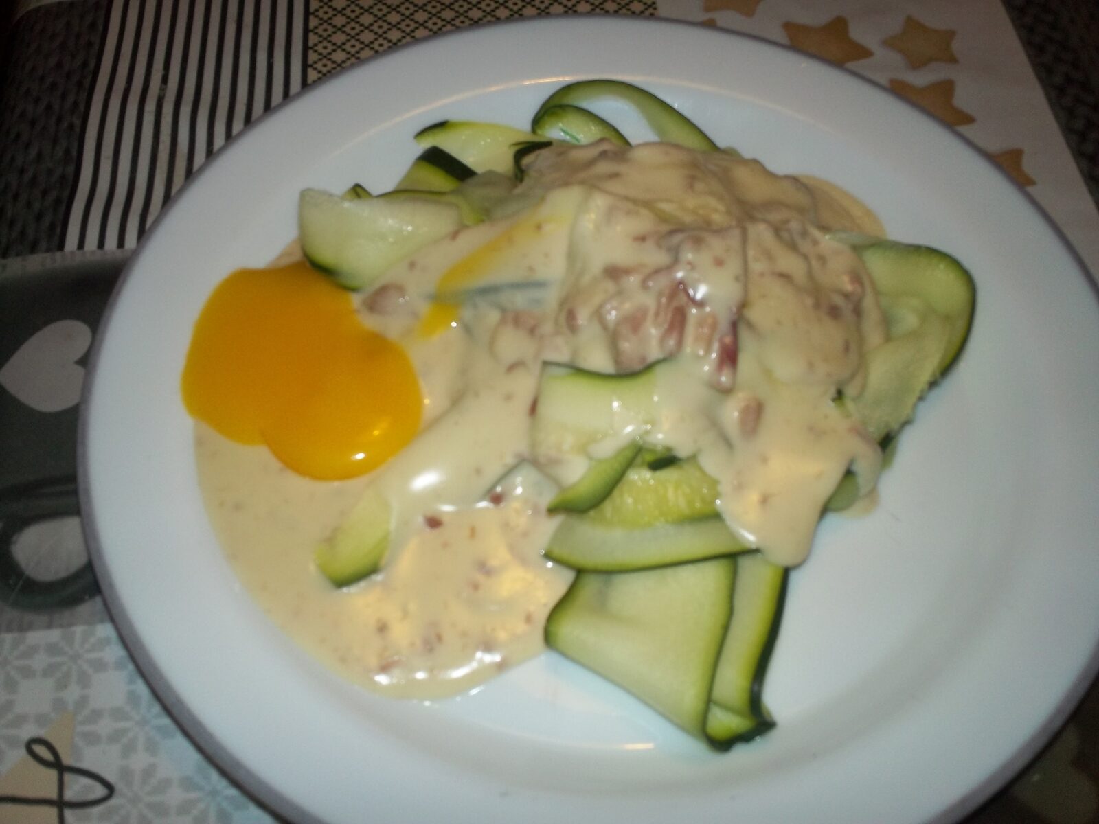 Tagliatelles de courgette à la carbonara