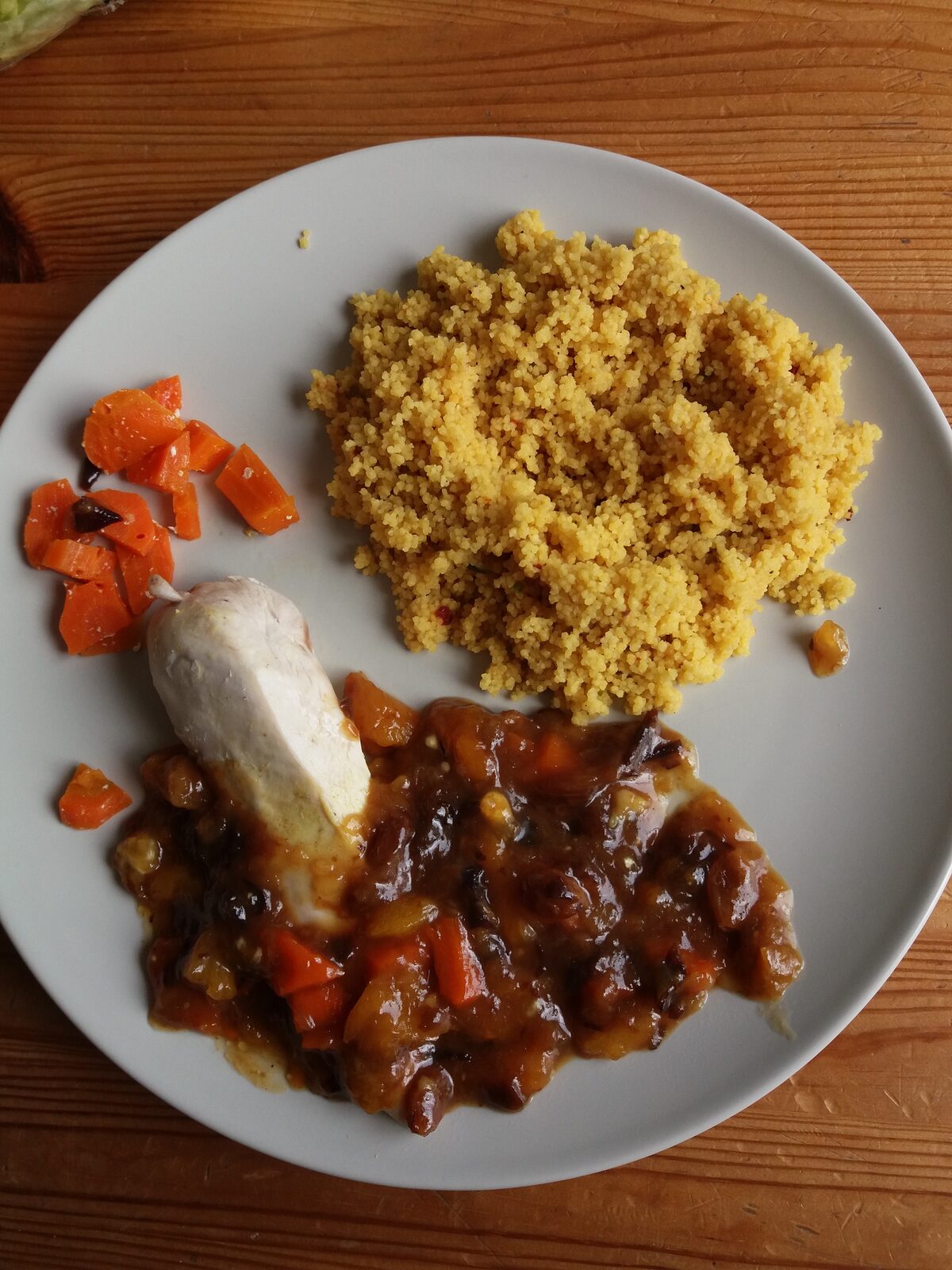 tajine poulet abricots secs, pruneaux, raisins