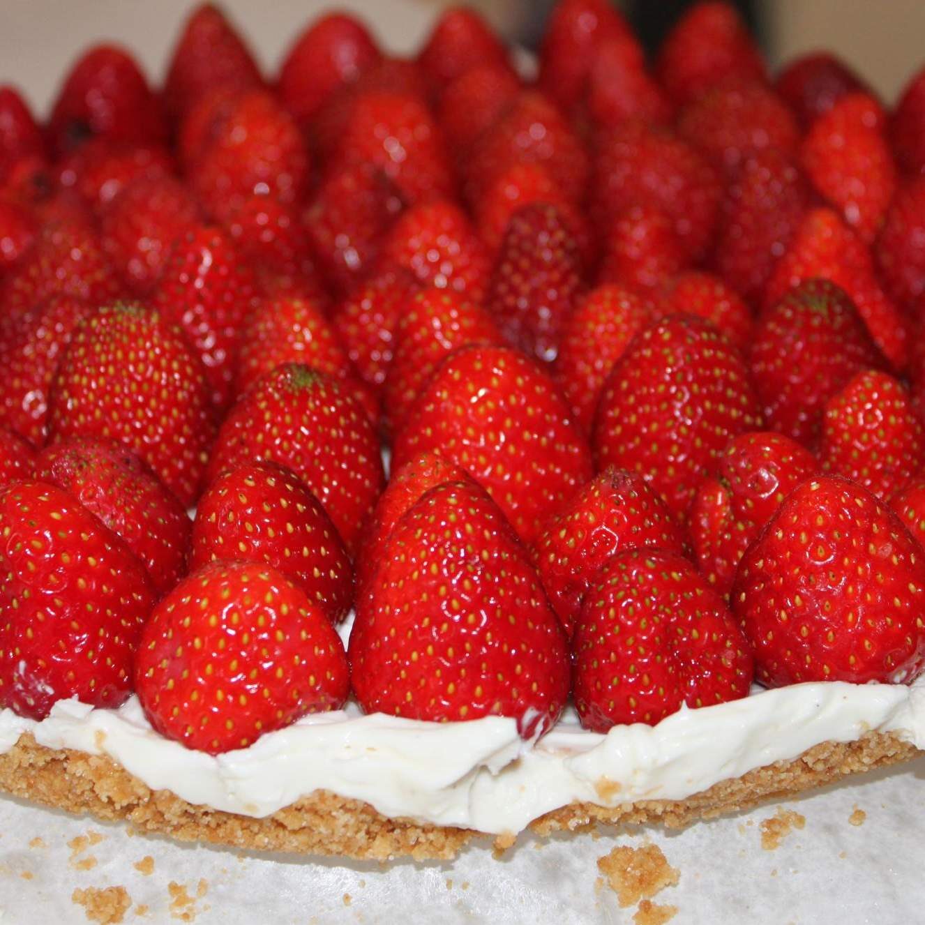 Tarte aux fraises sur fond biscuité