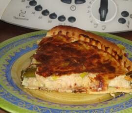 Tarte aux poireaux, thon et moutarde