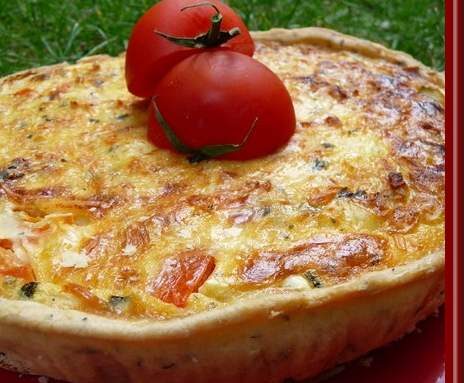 Tarte courgettes, bacon et tomates