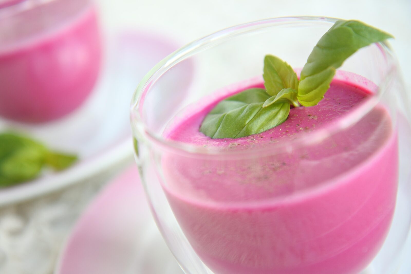 Velouté de betterave et concombre