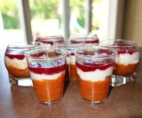 Verrines abricot, mascarpone, framboise