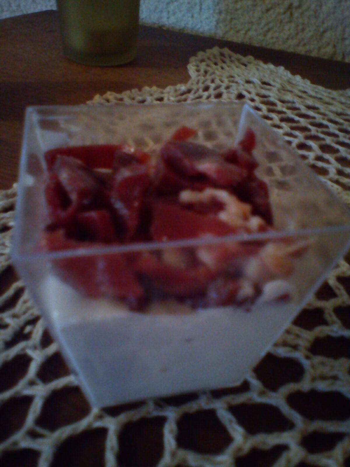 verrines apéritif saint agur/magret fumé