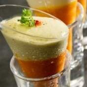 Verrines de crème de carottes et mousse de chèvre